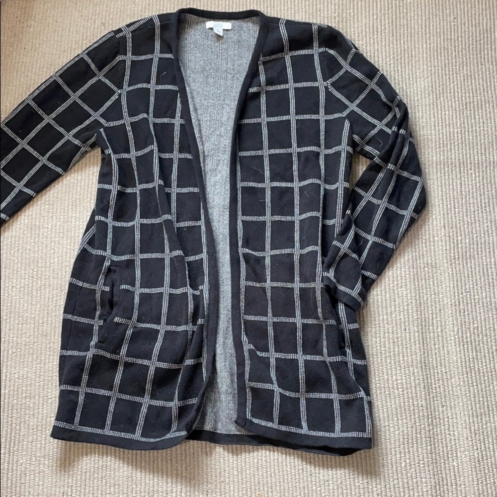 Windowpane Print Cardigan